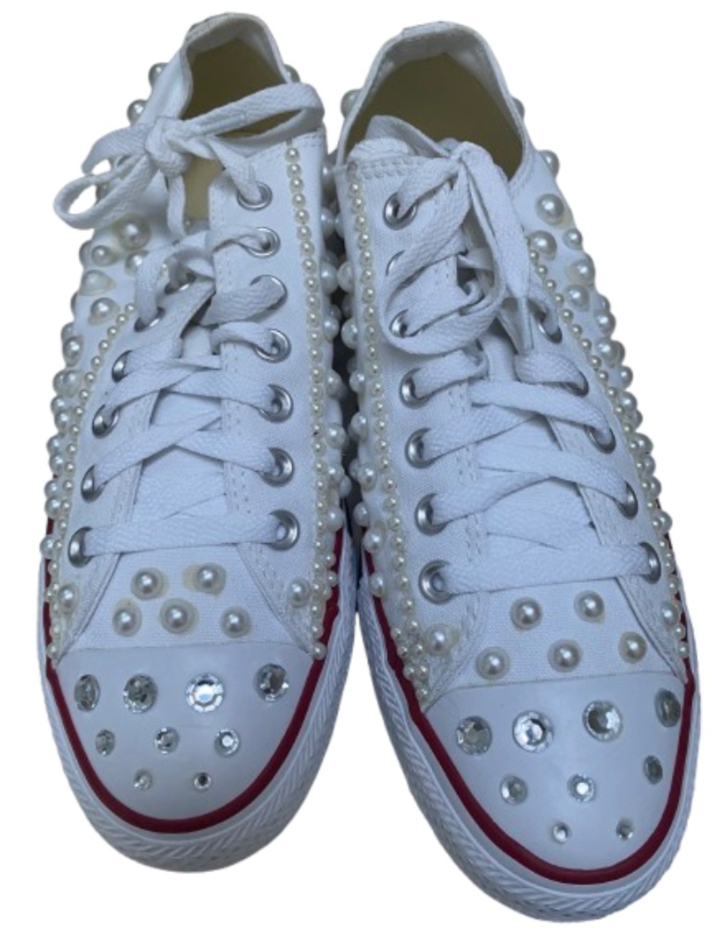 ✨NIB✨ Custom Bridal Converse Pearl & Rhinestone Wedding Sneakers